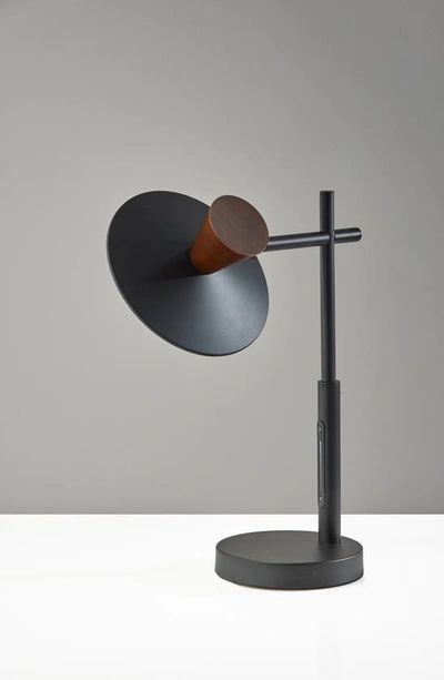 Adesso Lighting Elmore Led Desk Lamp In Black W. Walnut Wood