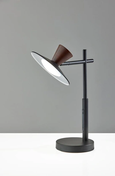 Adesso Lighting Elmore Led Desk Lamp In Black W. Walnut Wood