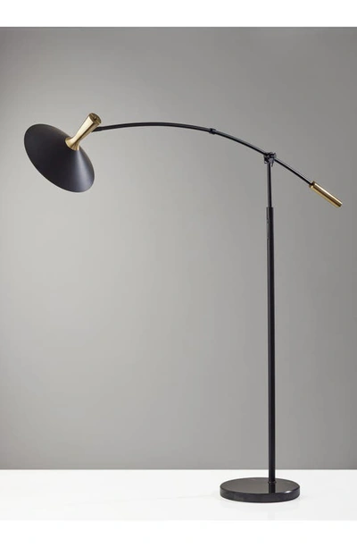 Shop Adesso Lighting Bradley Led Arc Lamp In Black W. Antique Brass Accents