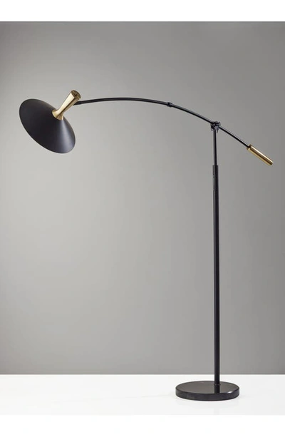 Adesso Lighting Bradley Led Arc Lamp In Black W. Antique Brass Accents