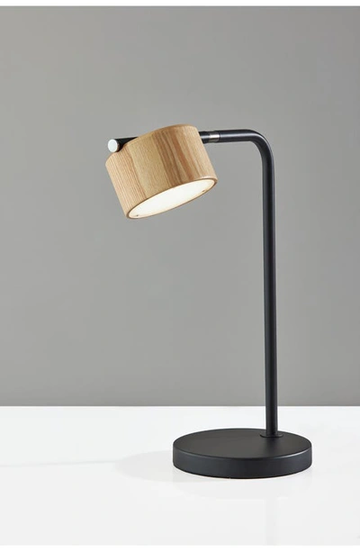Shop Adesso Lighting Roman Led Desk Lamp In Black / Natural Wood