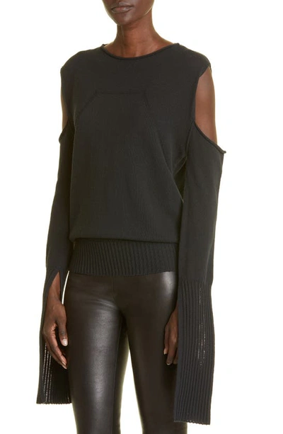 Shop Rick Owens Cape Cutout Sleeve Sweater In Black