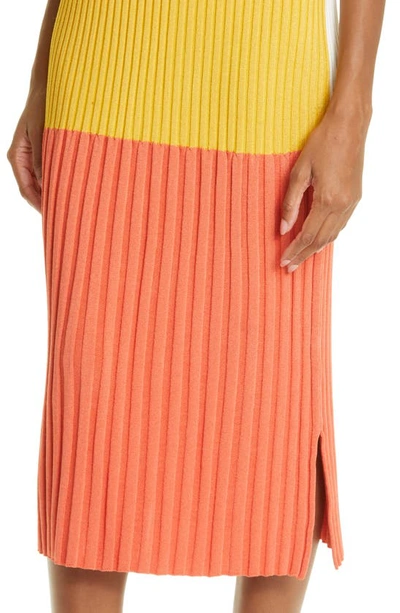 Shop Partow Marilyn Colorblock Mixed Rib Tank Dress In Saffron