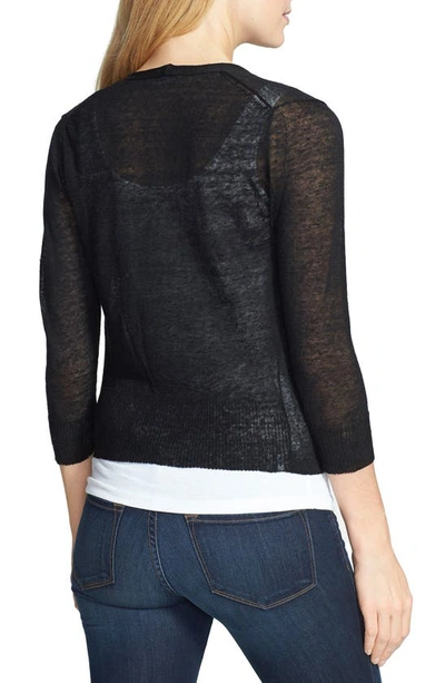 Nic + Zoe Nic+zoe '4-way' Convertible Three-quarter Sleeve Cardigan In Black Onyx