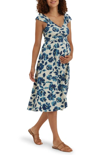 Shop Nom Maternity Cheri Maternity Midi Dress In Ikat Floral