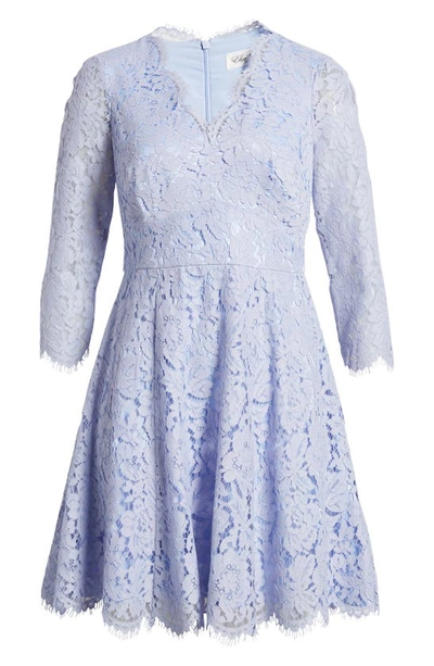 Shop Eliza J Long Sleeve Lace Fit & Flare Dress In Light Blue