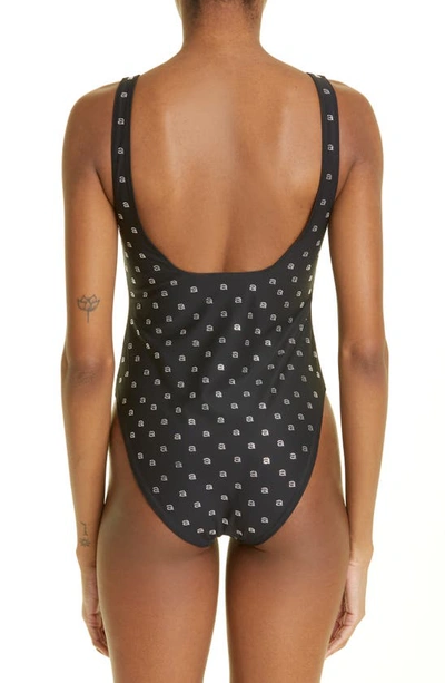 Shop Alexander Wang Embellished Allover Logo One-piece Swimsuit In Black