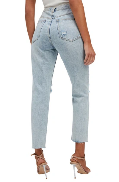 Bardot Cara Ripped High Waist Straight Leg Jeans In Indigo