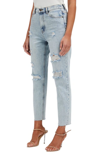 Bardot Cara Ripped High Waist Straight Leg Jeans In Indigo