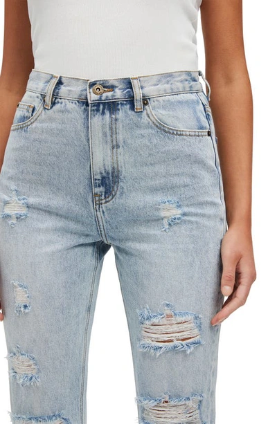 Bardot Cara Ripped High Waist Straight Leg Jeans In Indigo