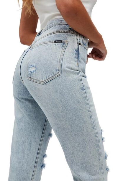 Bardot Cara Ripped High Waist Straight Leg Jeans In Indigo