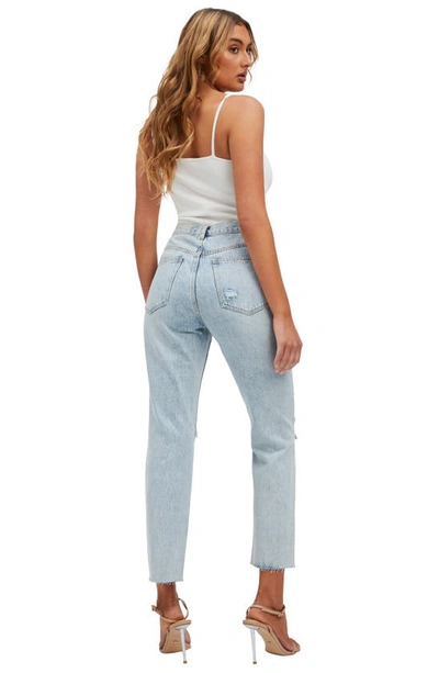 Bardot Cara Ripped High Waist Straight Leg Jeans In Indigo