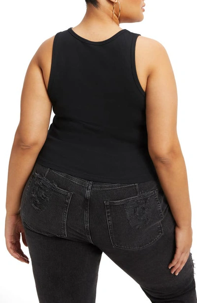 Good American Fitted Scoop Neck Stretch Organic Cotton Tank In Black001