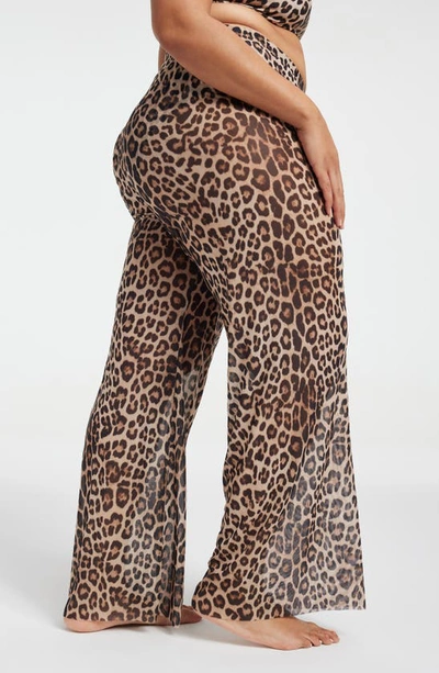 Shop Good American Animal Print Mesh Wide Leg Pant In Good Leopard003