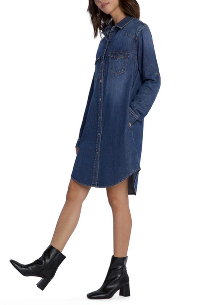 Wash Lab Denim Amanda Long Sleeve Denim Shirtdress In Dulcet Blue