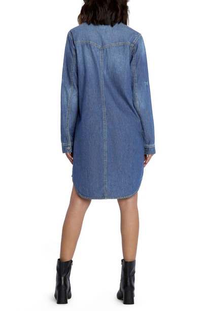 Wash Lab Denim Amanda Long Sleeve Denim Shirtdress In Taylor Blue