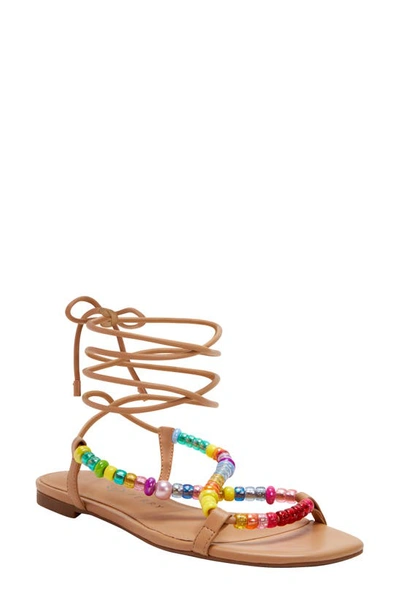 Shop Katy Perry The Halie Bead Ankle Tie Sandal In Biscotti Bright Multi