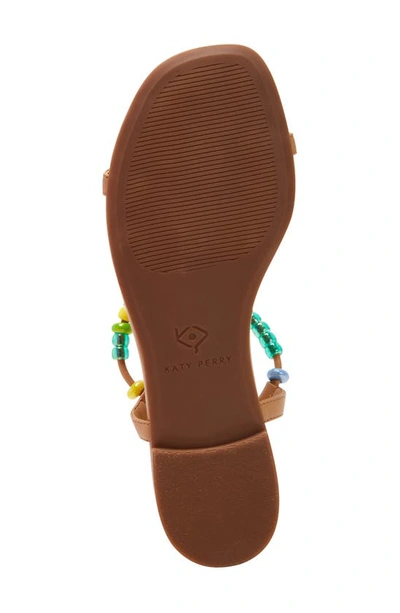 Katy Perry The Halie Bead Womens Beaded Ankle Tie Slide Sandals In Biscotti Bright Multi