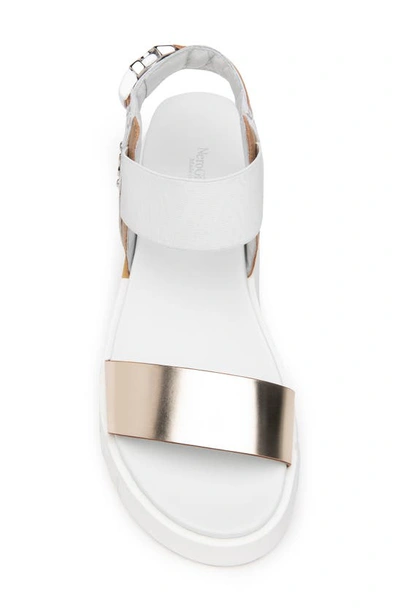 Shop Nerogiardini Logo Sporty Platform Sandal In White / Gold