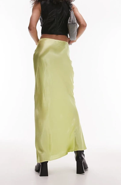 Shop Topshop Bias Cut Satin Maxi Skirt In Yellow