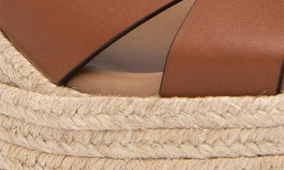 Shop Nerogiardini Ankle Strap Espadrille Wedge Sandal In Cognac