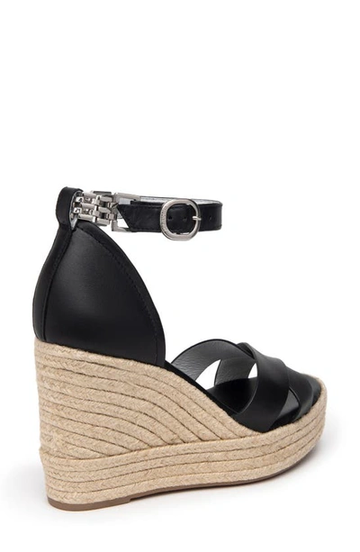 Shop Nerogiardini Ankle Strap Espadrille Wedge Sandal In Black