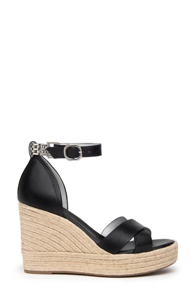 Shop Nerogiardini Ankle Strap Espadrille Wedge Sandal In Black