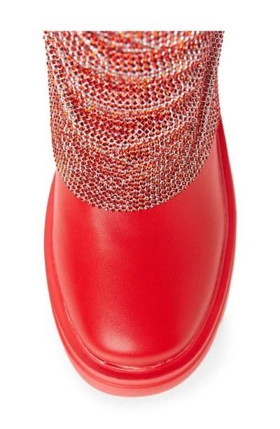 Shop Azalea Wang Bloomfield Crystal Chainmail Boot In Red