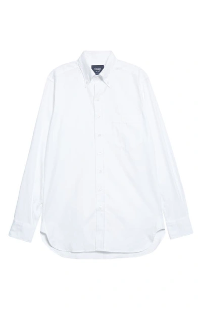 Shop Drake's Oxford Cotton Button-down Shirt In White