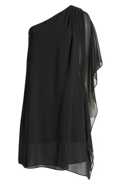 Shop Kobi Halperin Sabrina One-shoulder Chiffon Dress In Black