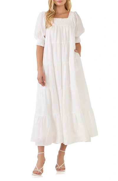Shop English Factory Smocked Maxi Dress In White