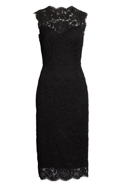 Shop Dolce & Gabbana Sleeveless Semisheer Lace Midi Dress In Black