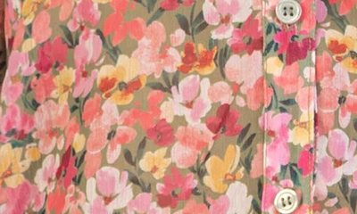Shop Swat Fame Jasmine Chiffon Button-up Shirt In Larochelle-olive/ Pink