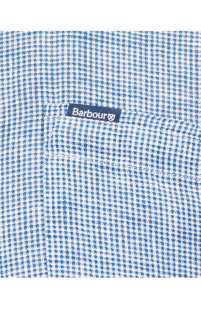 Shop Barbour Linton Tailored Fit Check Linen Button-down Shirt In Navy