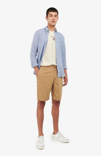 Barbour Linton Tailored Fit Check Linen Button-down Shirt In Navy
