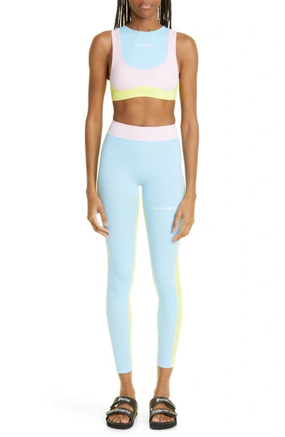 Shop Palm Angels Miami Training Crop Top In Multicolor White/ Blue