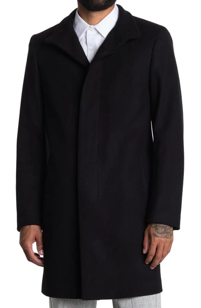 Shop Theory Belvin City Melton Wool Blend Coat In Black