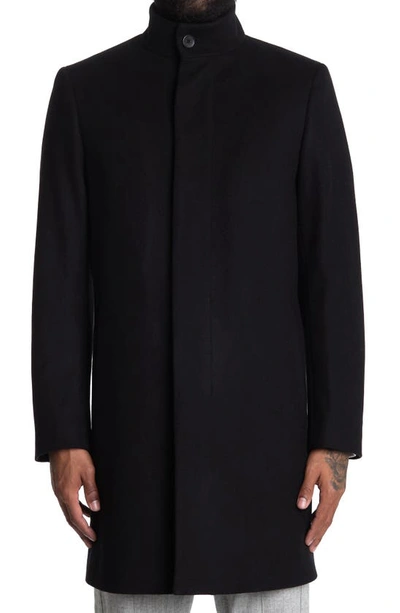 Shop Theory Belvin City Melton Wool Blend Coat In Black