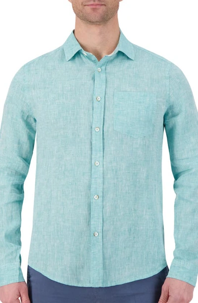 Shop Report Collection Stretch Linen Dress Shirt In Seafoam