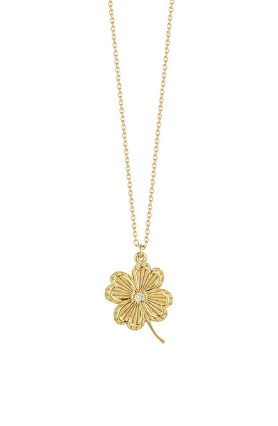 Shop Ember Fine Jewelry 14k Yellow Gold Diamond Four Leaf Clover Necklace
