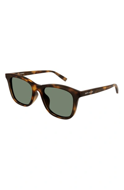 Shop Saint Laurent 53mm Rectangular Sunglasses In Havana