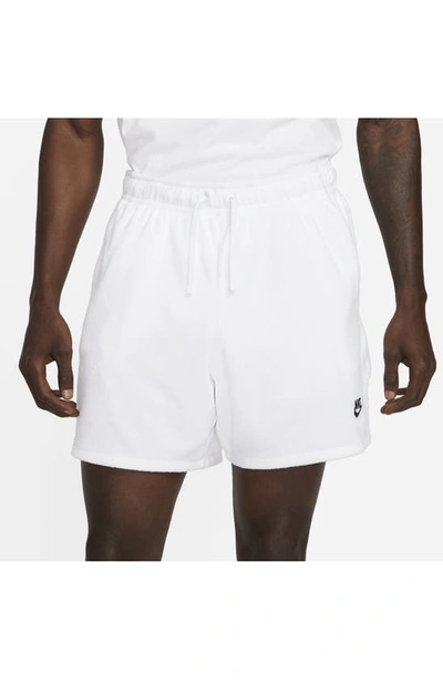Shop Nike Club Terry Flow Shorts In White/ Black