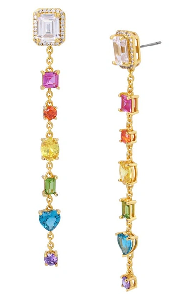 Shop Kurt Geiger Rainbow Cz Linear Drop Earrings In Gold Multi