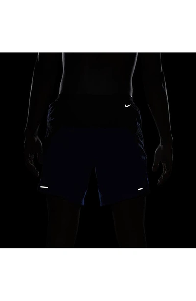 Shop Nike Dri-fit Trail Running Shorts In Hyper Royal/ Navy/ Citron