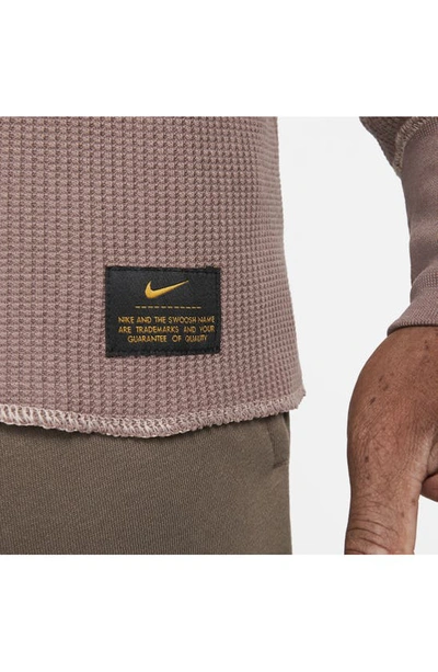 Shop Nike Heavyweight Waffle Knit Top In Plum/ Taupe/ White