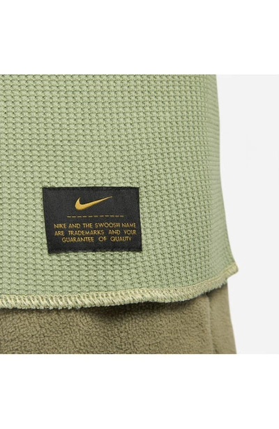 Shop Nike Heavyweight Waffle Knit Top In Oil Green/ Team Gold/ White