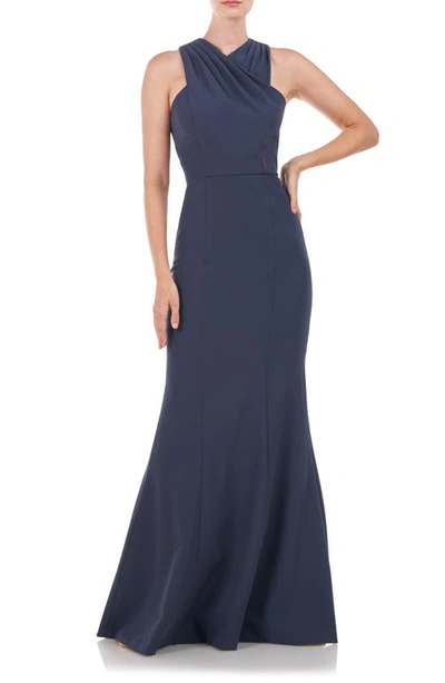 Shop Kay Unger Talia Mermaid Gown In Prussian Blue