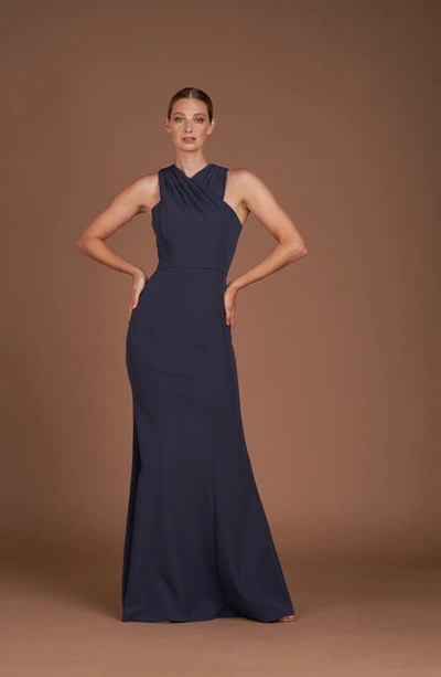 Shop Kay Unger Talia Mermaid Gown In Prussian Blue