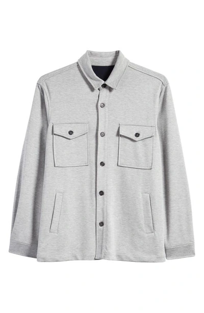 Shop Bugatchi Double Knit Shirt Jacket In Platinum