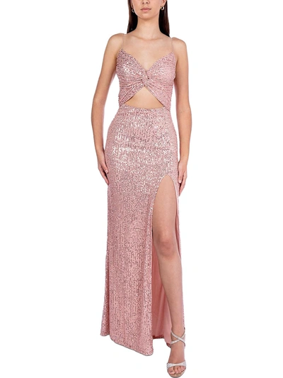 Shop B Darlin Womens Sequined Cutout Evening Dress In Pink